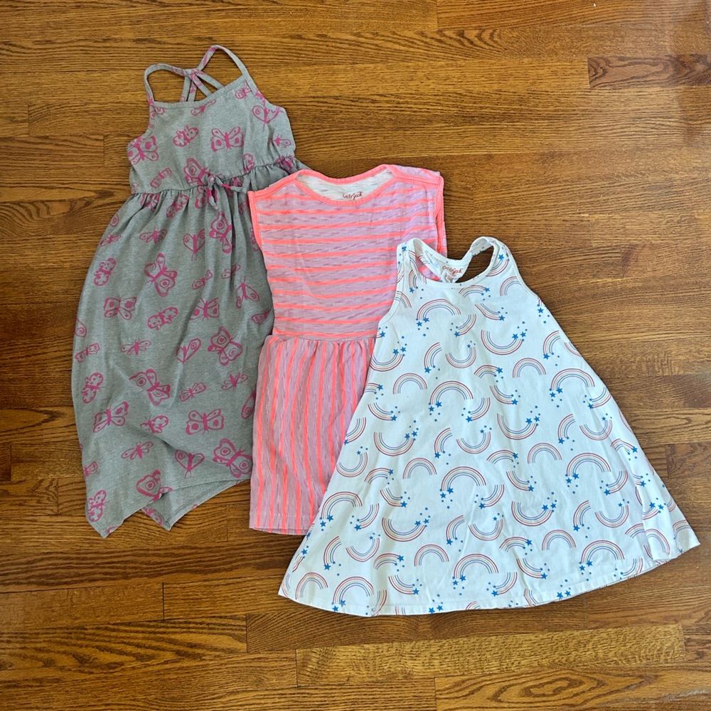 Cat & Jack Girls' Dresses 3pcs- Pink, Gray, and White